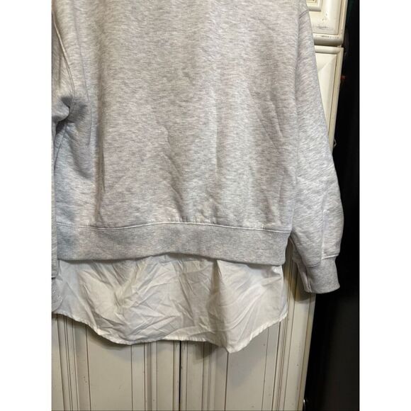 ZARA Women's Layered Shirt Crew Neck Pullover Sweatshirt Gray White Size 11-12 - Picture 9 of 9